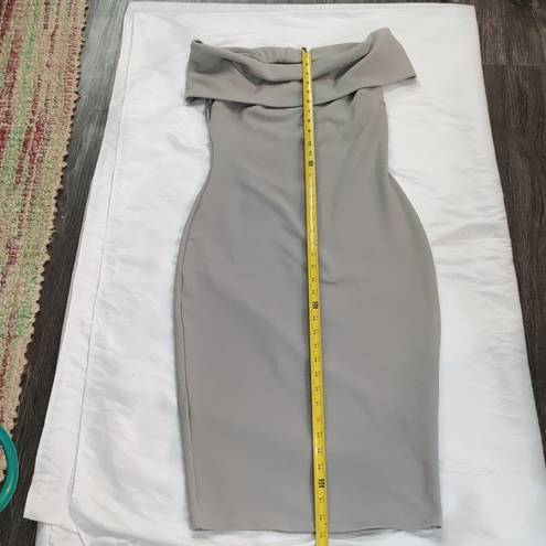 Boohoo  Gray Off Shoulder Cut Out Dress Size 10 Hourglass