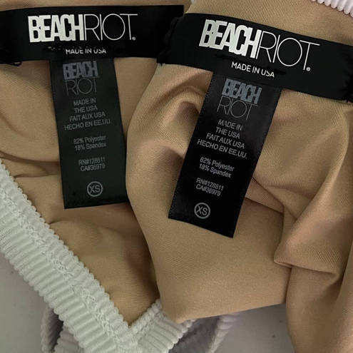 Beach Riot  Bikini Size XS Pamela Bikini Top & Emmy Bottoms Taupe & White