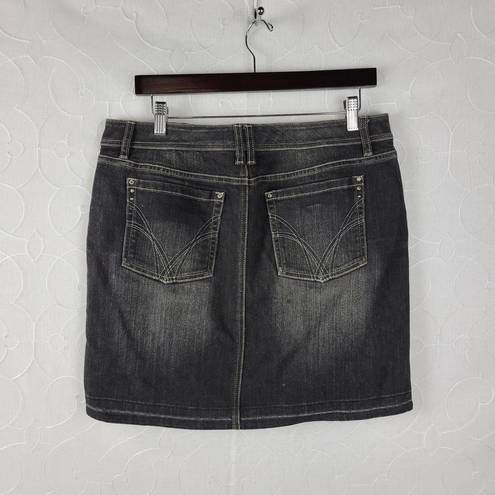 White House | Black Market  Womens Skirt Size 10 Black Denim Mini Faded Button Zip