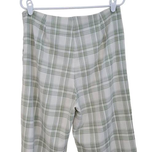 West of Melrose  White Green Plaid Trouser Pants High Rise Straight Leg Size XL