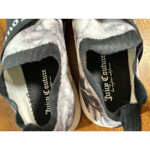 Juicy Couture EUC  women's black/white/gray logo slip on shoes size 8.5