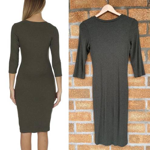 L'Agence  Aurora Heathered Olive Henley Dress