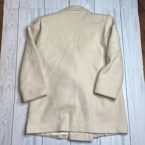 70s Vintage Ivory Wool Forecaster Coat military naval style double breasted Med