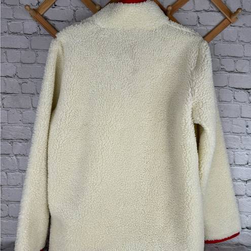 Piper SmartPak  Sherpa quarter Zip Pullover sweatshirt Size Large Ivory Barn Red