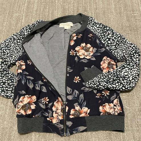 Saltwater Luxe  gray/cream/peach floral bomber jacket Sz S