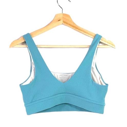 Zella  - Light Blue Ribbed Sports Bra - M