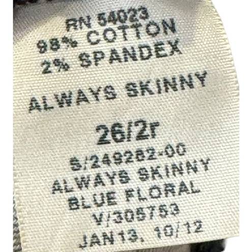 Gap 1969  Women's Jeans Always Skinny Floral Mid-Rise Stretch Denim Blue 26/2R