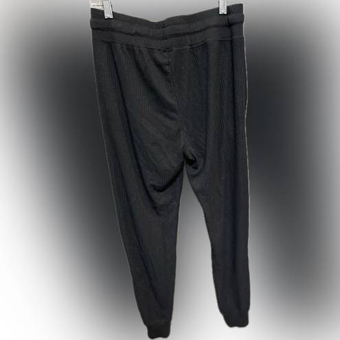Zyia  Active Jogger Pants Black Ribbed Drawstring Pockets High Rise. Size Large