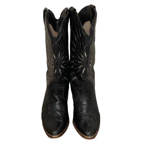 Dingo  Black Leather Starburst Western Cowboy Boots Size 6