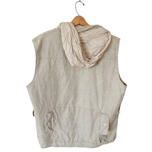 Banana Republic VINTAGE  Bush Vest Hoodie Tan Khaki Cargo Zip Pockets Safari XL