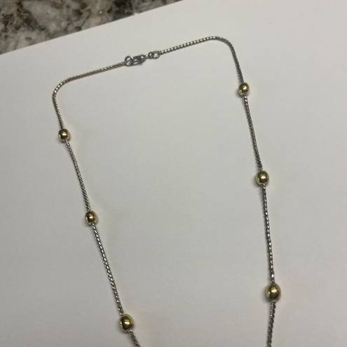 Monet Signed  Necklace Two Tone 16 Inch