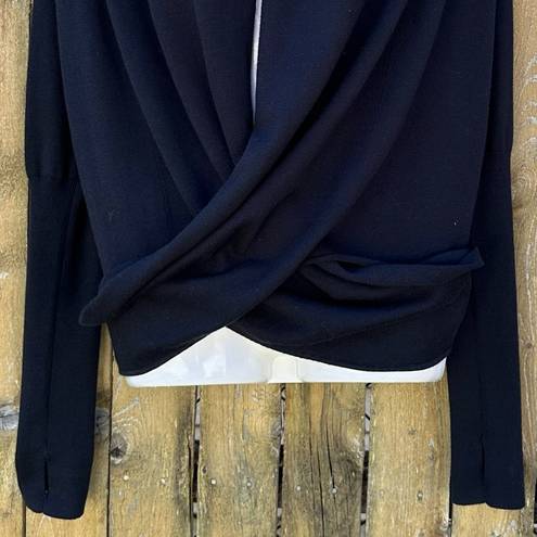 CALIA Carrie Underwood Effortless Ballet Wrap Sweater Black Sz XS