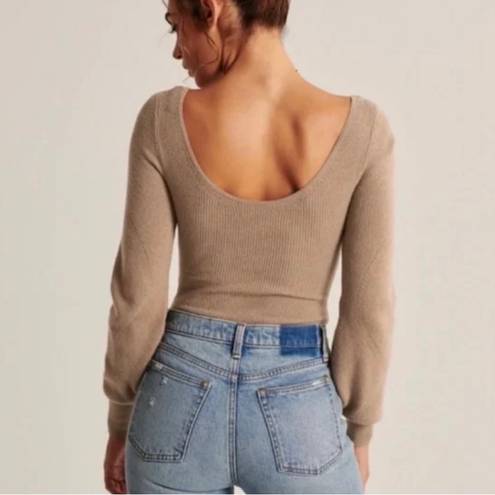 Abercrombie & Fitch  brown Scoop Neck Balloon Sleeve Sweater Bodysuit