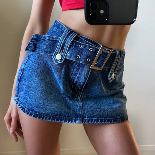 Denim Mini Buckle Skirt