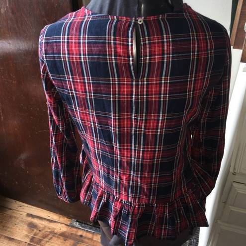 BeachLunchLounge  Tartan plaid embroidered blouse