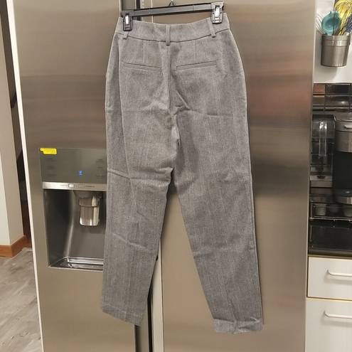 ANINE BING 💕💕 Becky Trouser Pant Straight Leg High Waisted Grey Fishbone 32 NWT