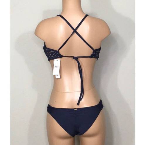 PilyQ  navy nautica lace teeny bikini set. M-teeny. New.