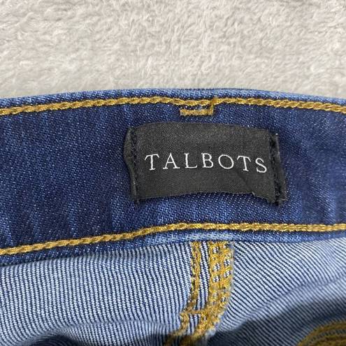 Talbots  Jeans Womens 2 Blue Skinny Slim Ankle Denim Med Wash Mid Rise Distressed