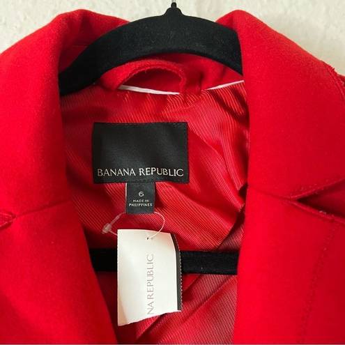 Banana Republic  Wool Blend Red Coat Mario Bellucci Italian Melton NEW Size 6