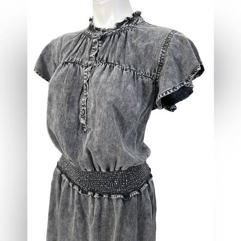 Rails  Womens Chambray Smocked A Line Dress acid wash Black Size Large