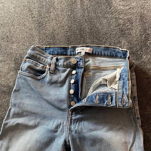 RE/DONE High Rise Ankle Crop Light Blue Jeans ( 25 )