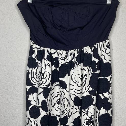 Deletta  Strapless Dress Black Floral