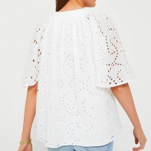 Tuckernuck  NWT Blouse Finley Flutter Sleeve White Lace Eyelet Top Size S