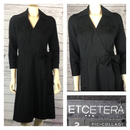 Etcetera NWT  black wrap dress with long sleeves size 2