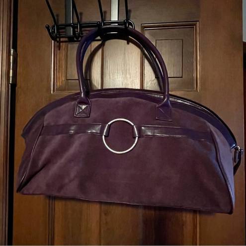 Estée Lauder  plum Microsuede 18” satchel/tote bag with matching make-up bag