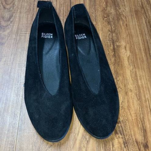 Eileen Fisher  Black Suede Wedge Shoes Women's 9