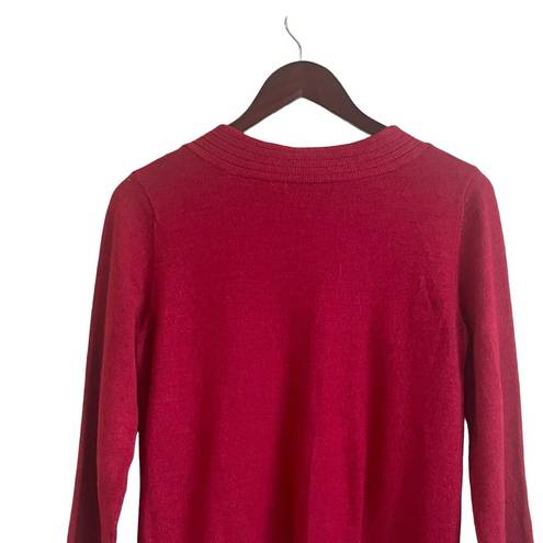 Coldwater Creek  Women Sweater V-Neck Wool Blend Long Sleeve Knit Pullover L Red