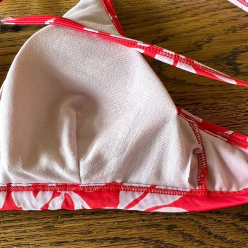 All In Motion Red Floral Triangle Bikini Top Size Small