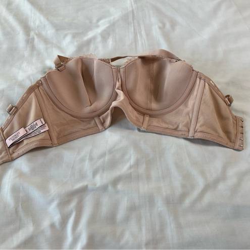 Victoria's Secret  Women's 32DD Pink Crushed Velvet Corset Style Soft Bra Lined