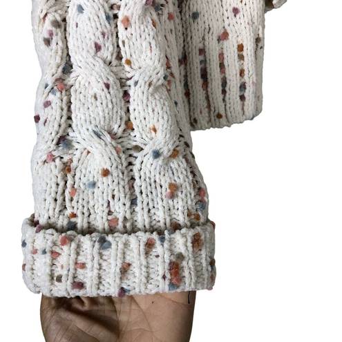 The Moon  & Madison Womens Cardigan Sweater Sz Large Chunky Confetti Cable Knit Open