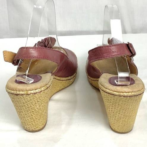 Born concept BORN Mauve Pink Wedge Sandals Open Toe Flower Woven Sz 9 B.O.C. 