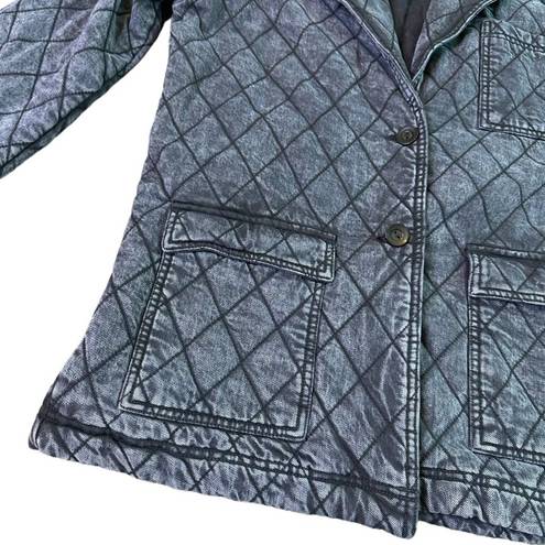 Young Fabulous and Broke  YFB Quilted Jacket Black Washed Denim Size Medium Women's