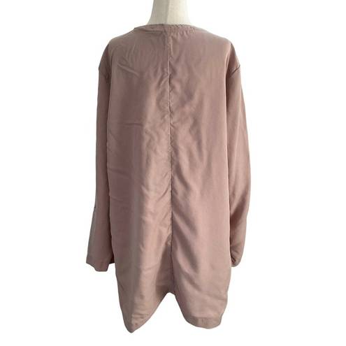 Nicole Miller  Women Size XL Sweater Cardigan Blazer Mauve Zip Pocket (30-878)