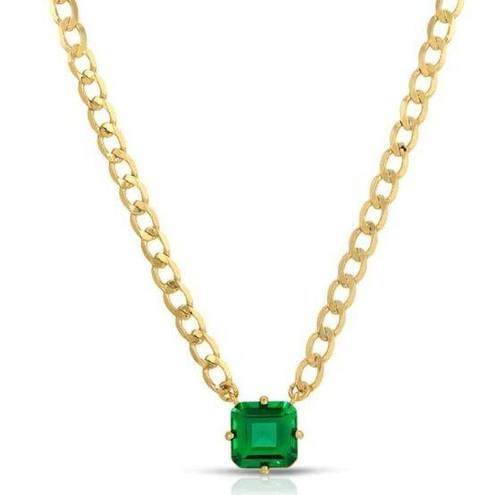 Solitaire JOY DRAVECKY BIG ENERGY  GREEN (EMERALD) CZ NECKLACE NWOT