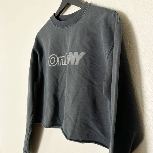 Only  NY Logo Crop Crewneck Sweatshirt Gray Size Large