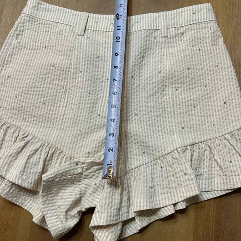 Cinq à Sept 

Neema Rhinestone Seersucker Shorts Size 6 Ruffle Hem