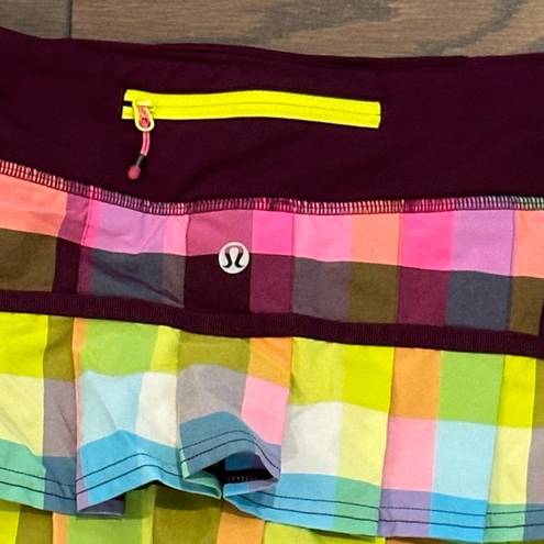 Lululemon  Pace Setter Skirt Vibrant Plum Plaid Sea Check Size 6 RARE!