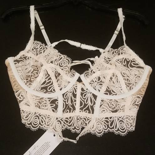 For Love & Lemons 💕💕 White Swirl Lace Bustier ~ Off White Large L NWT