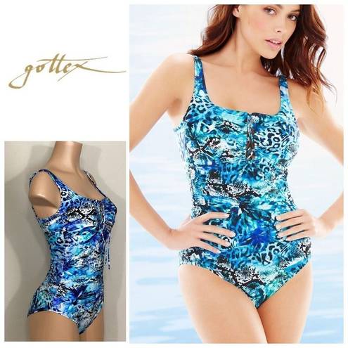 Gottex New.  cheetah and snake print lace up swimsuit. MSRP $228. Size 10