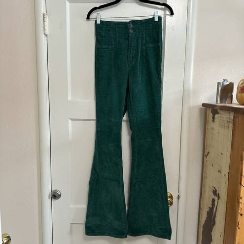 Free People Green Corduroy Flare Pants