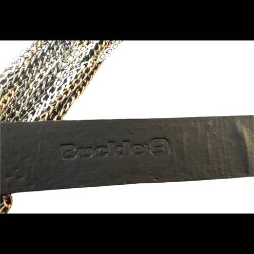 Buckle The  Leather Chain Belt Black  Silver Hardware Size M/L Casual Fall