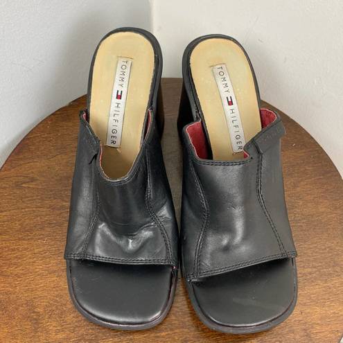 Tommy Hilfiger  Vintage Black Heel Slides Sz 7