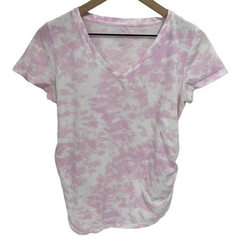 Isabel Maternity  by Ingrid & Isabel Pink Tie-Dye Short Sleeve V-Neck T- Shirt M