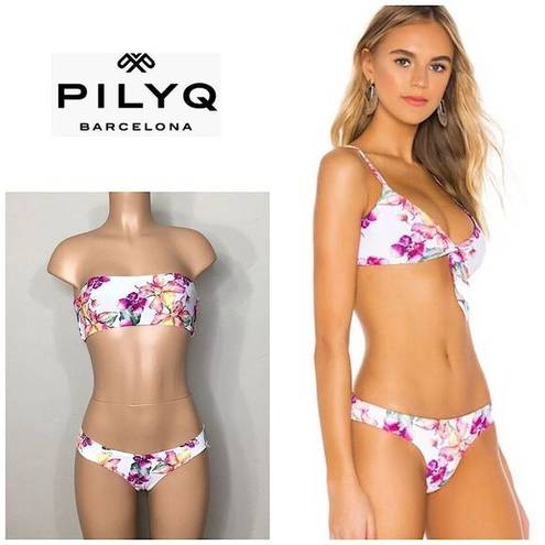 PilyQ New.  floral bikini set with reversible top. 2-way. NWOT