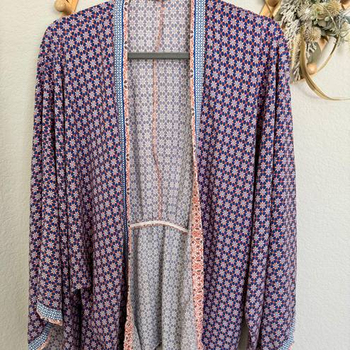 Sim & Sam Purple Print Bohemian Kimono Cardigan L/XL