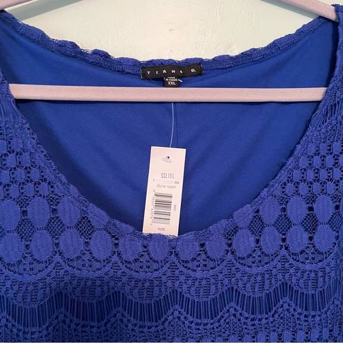 Tiana B  Dress Blue Embroidered Lace Scoop Neck Shift Dress Sz XXL NWT